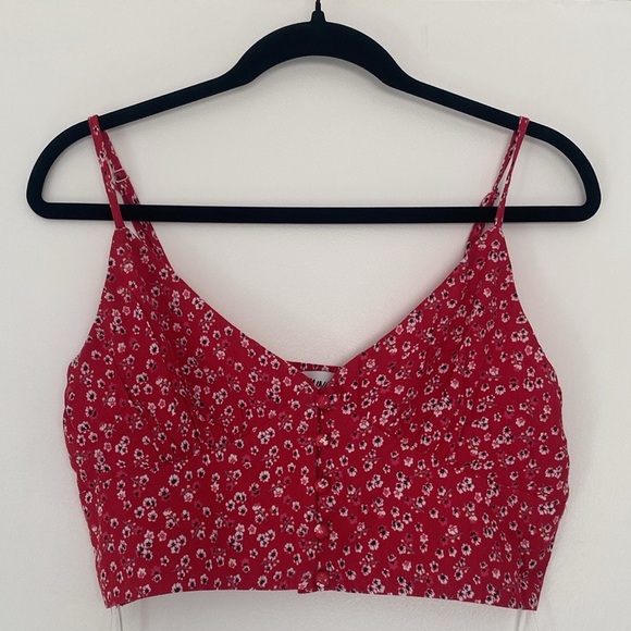 Princess Polly Tops - Princess Polly Red Floral Cropped Tank Top